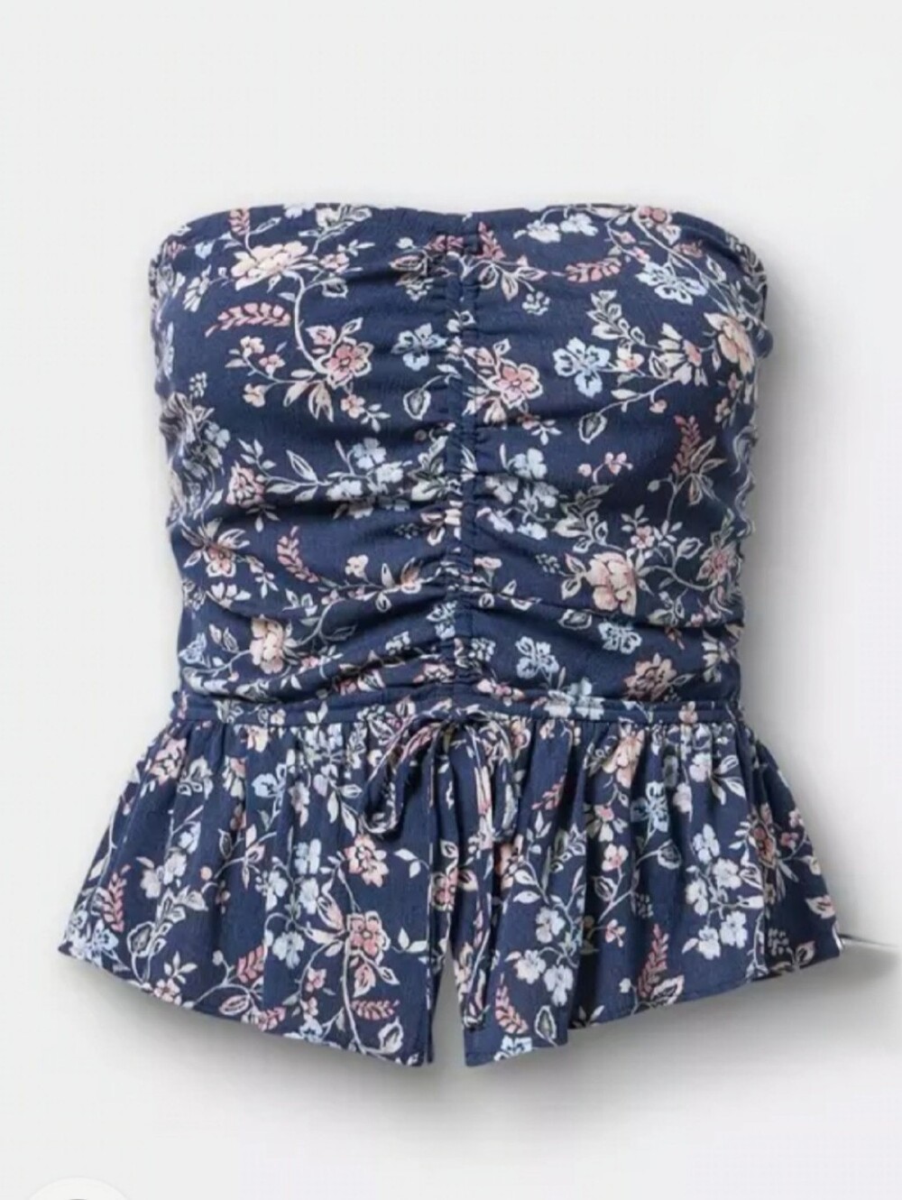 Torrid Navy Floral Ruched Strapless Peplum Top NWT Size 2X - Picture 7 of 11